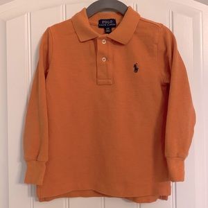 Heathered orange Polo Ralph Lauren long sleeve polo shirt. Size 3T